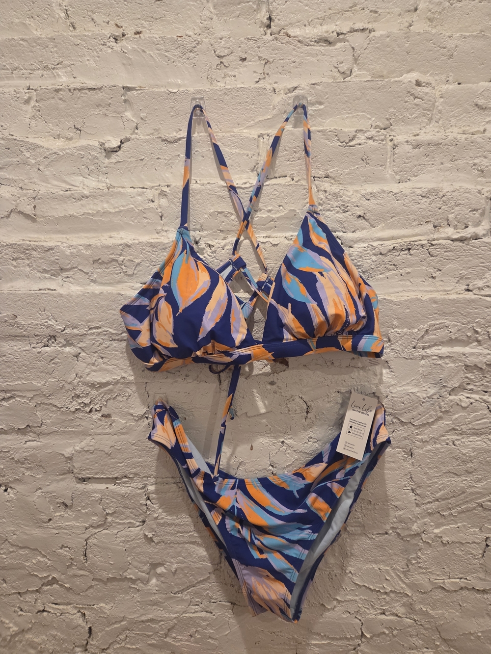 Cupshe Blue Orange & Teal Abstract Print Bikini